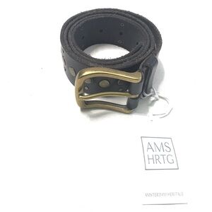 Amsterdam Heritage Women's M/L 95 Black Leather Vintage Faye Studded Belt NWT